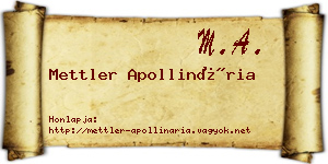 Mettler Apollinária névjegykártya